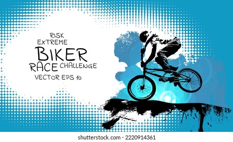 Vector extreme biker with place for text. Background ready for t-shirt design, poster, banner or graphic print. 