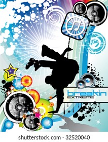 VECTOR Extreme Break Dancing colorful Musical Event Background for Flyers