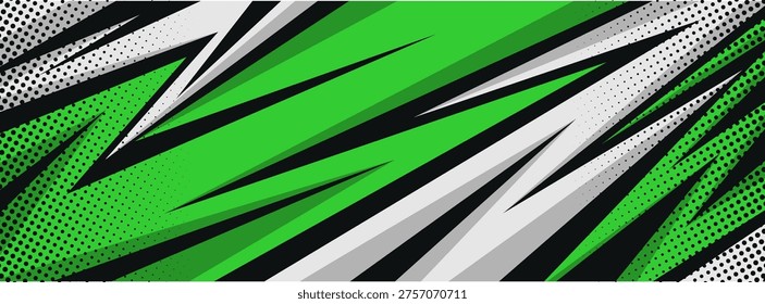 Vector extreme sport background with green and black speed lines, abstract for racing theme