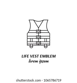 Vector Extreme sport concept. Line style logotype template with life vest. Isolated on background and easy to use. Perfect logo for your business. Clean and minimalistic symbol.