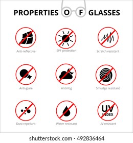 Vector eye care, glasses properties, ophthalmology symbols. Optometry Icons. Sun glasses, driver's glasses