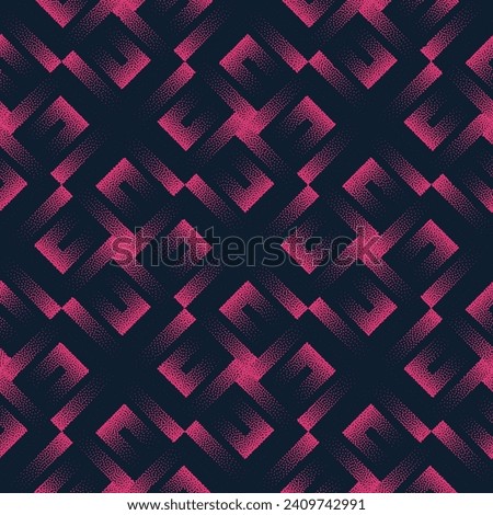 Vector Eye Catching Exotic Geometric Seamless Pattern Trendy Purple Abstract Background. Half Tone Art Illustration for Textile Print. Endless Graphic Eccentric Abstraction Wallpaper Dot Work Texture