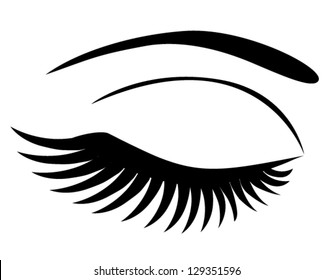 vector eye closed with long eye lashes