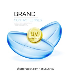 Vector eye contacts lenses ad template, packaging and product ads design, concept isolated on white