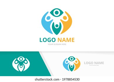 Kombination aus Vektorauge und Familienlogo. Einzigartige Vorlage für das Team-Logo.