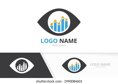 Vector eye and graph logo combination. Unique diagram logotype design template.