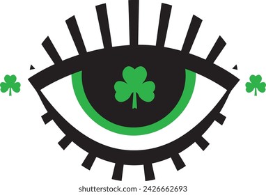 Vector Eye with Green Shamrocks