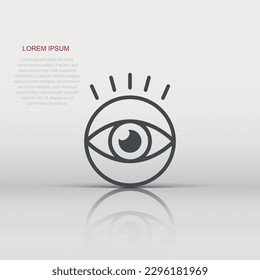 Vector eye icon in flat style. Eyeball look sign illustration pictogram. Eye business concept.