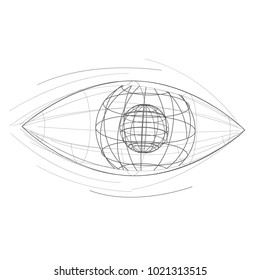 Vector eye icon. Hand drawn logo design template.