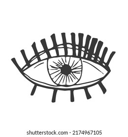 Icono de ojo vector. Plantilla de diseño de logotipo dibujado a mano. Ilustración simple para imprimir, web