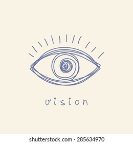 Icono de ojo vector. Plantilla de diseño del logotipo dibujado a mano. Ilustración simple para impresión, web