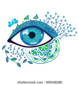 Vector eye illustration. Creative illustration. Floral eye