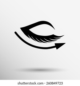 vector eye with lashes long eyelashes icon.