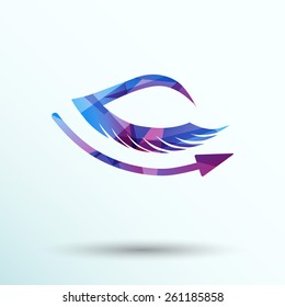 vector eye with lashes long eyelashes icon.