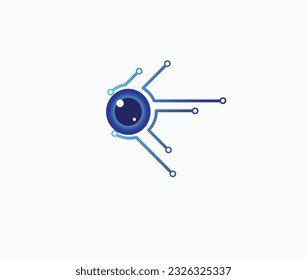 Logo-Design der Vektoraugenlinsen. Linsentechnik-Illustration 