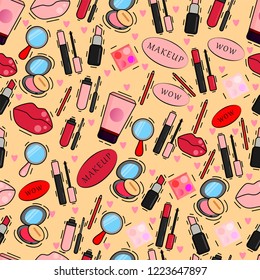 Vector eye and lip makeup beige