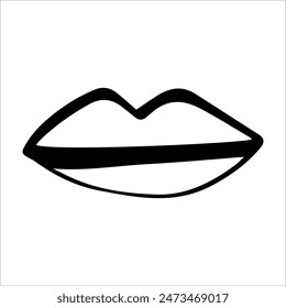vector eye lips is a black and white image.