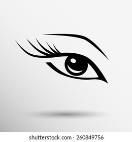 vector eye with long lashes  woman makeup beauty symbol.