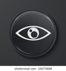 Vector eye modern black glass circle icon. Eps10