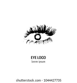 Vector Eye on white background. Dry brush woman eye. The eye logo. Eyes art. Human eye. 