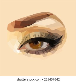 Vector eye polygonal mesh, female eye makeup, 10eps