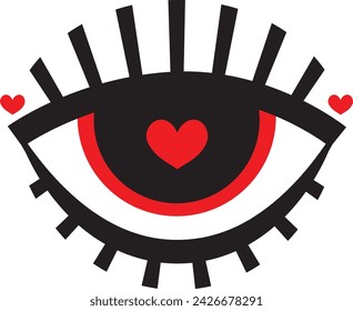 Vector Eye With Red Hearts