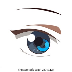 Vector eye with reflexion . Asian manga style.