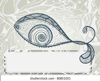 vector eye shaped fish with frame for your text