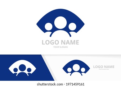 Vector eye and team logo combination. Unique people logotype design template.