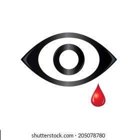 Vector of eye with tear of blood 