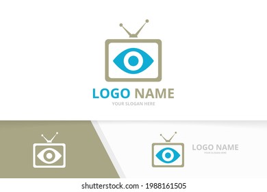 Vektorauge- und TV-Logo-Kombination. Einzigartiges Design für die Bildvision.