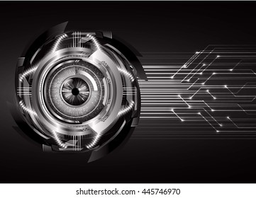 vector eyeball future technology, security concept background, Dark black cyber Light Abstract background for computer graphic website internet. circuit. illustration. infographics. motion move