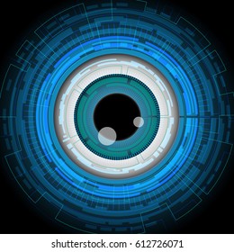 Vector eyeball future technology, security concept background illustration