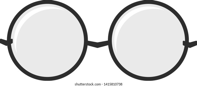 Vector eyeglasses with black frame, circle style