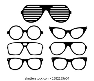 Vector eyeglasses black frame symbols