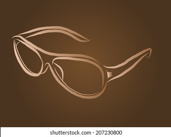 Vector of eyeglasses on brown background