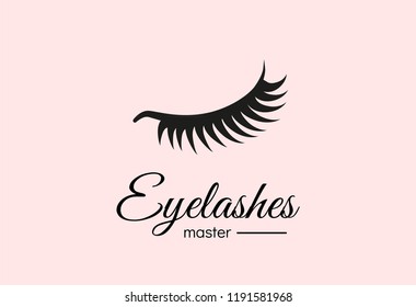 Vector eyelashes. Business card for lash maker on a pink background
