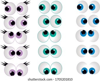 Vector eyes for cartoons and illustrations