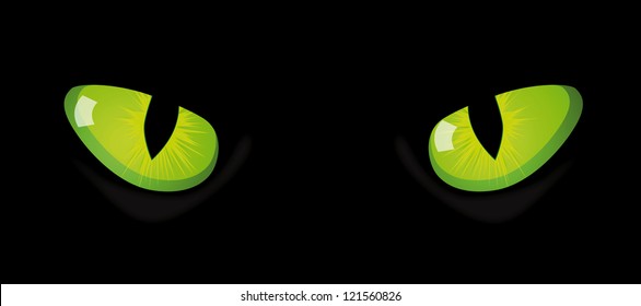 Vector eyes of cat on black background