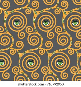 Vector eyes design seamless memphis pattern.Fashionable modern stylish texture. Repeating geometric figures with anime eyes on a transparent  background.Happy Halloween background,card,wallpaper.