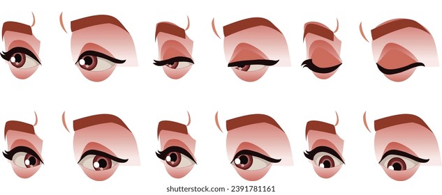 Vector eyes and eyebrows with eyes blinking beautiful eyes blinking eyes collection svg