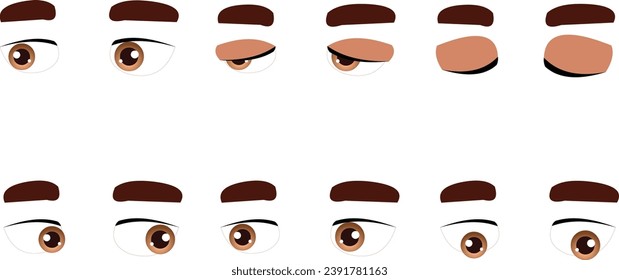 Vector eyes and eyebrows with eyes blinking beautiful eyes blinking eyes collection