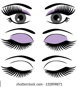 Vector Eyes With Long Lashes And Make Up