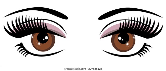 Vector Eyes With Make Up And Long Lashes