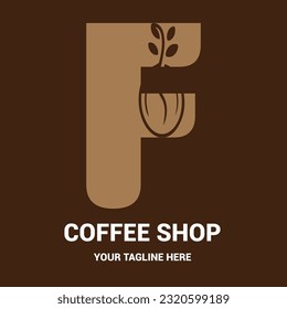 Vector F letter coffee bean logo design template inspiration vector illustrator