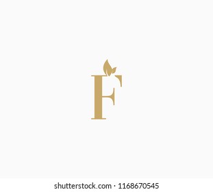 Vector F Letter with Leaf Logo Design