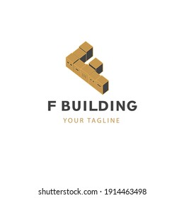 Vector F logo template for real estate or building company. Icon concept. Creative logotype for development company