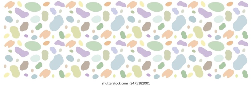 Tela de Vector Formas Abstractas Fondo de patrón sin fisuras con Elementos dibujados a mano. Manchas de color en la ilustración de la Plantilla de Festiva plana blanca para textiles, papel de envolver de cumpleaños, cubierta, Fondo de pantalla.