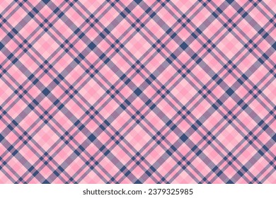 Vector fabric background of pattern check tartan with a textile texture seamless plaid in red and blue colors.