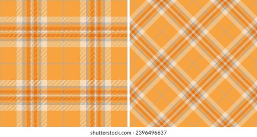 Vector fabric background of plaid textile pattern with a check tartan seamless texture set in gold colors.